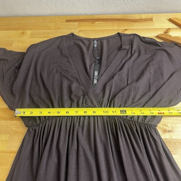 Lock & Love 2 Short Sleeve‎ Kimono Style Deep V Neck Casual Summer Dresses Large - Picture 8 of 9